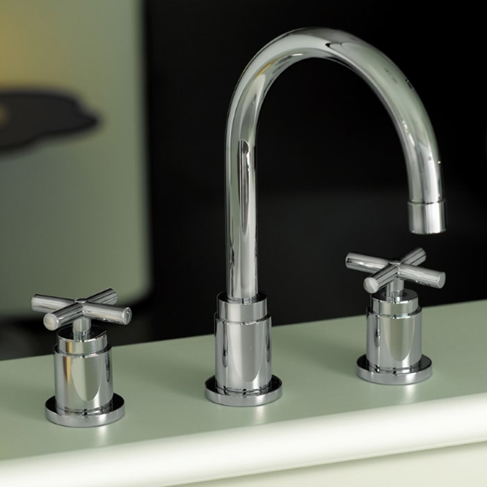 Kronenbach Zeta 2.0 Dreiloch-Waschtischmischer mit Ablaufgarnitur