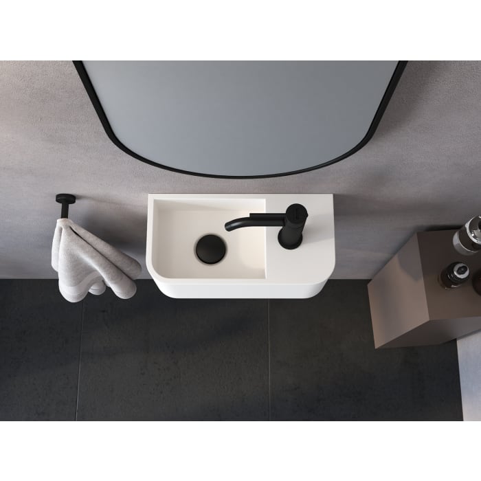 Kronenbach Stone Handwaschbecken 38 x 19 cm Becken links mit Hahnlochbohrung