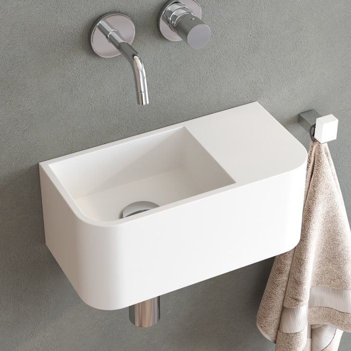 Kronenbach Stone Handwaschbecken 38 x 19 cm Becken links ohne Hahnlochbohrung