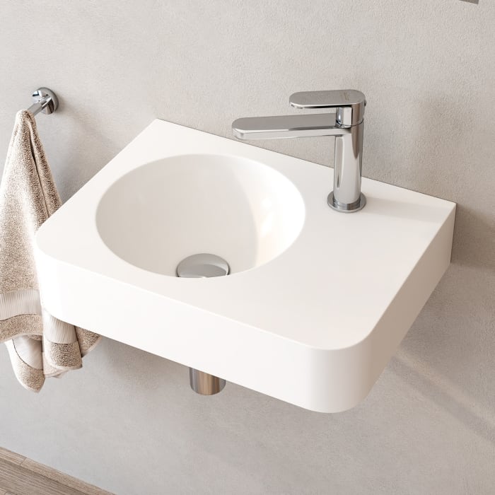 Kronenbach Stone Handwaschbecken 45 x 33 cm Becken links mit Hahnlochbohrung