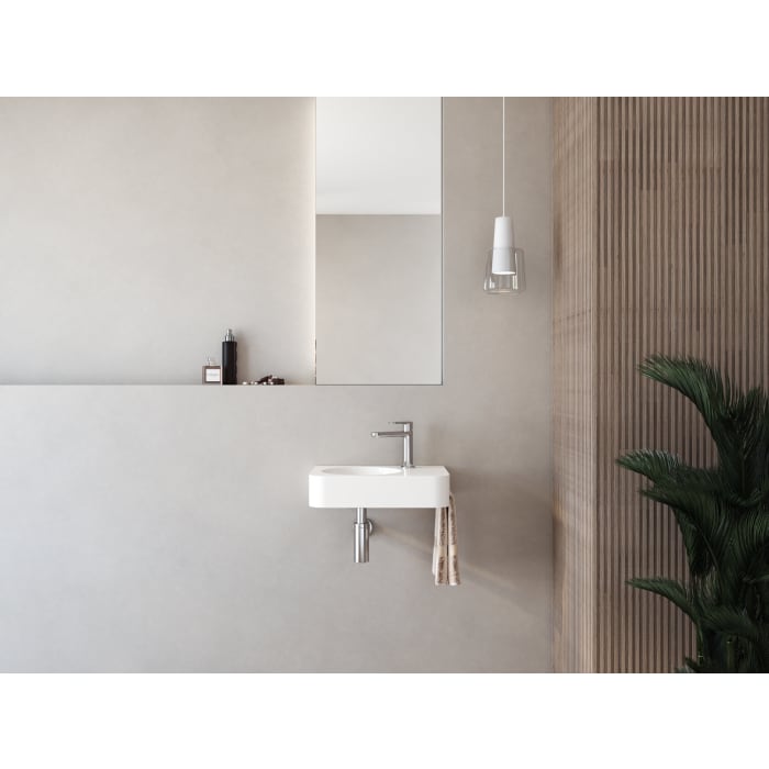 Kronenbach Stone Handwaschbecken 45 x 33 cm Becken links mit Hahnlochbohrung, mit Handtuchhalterung