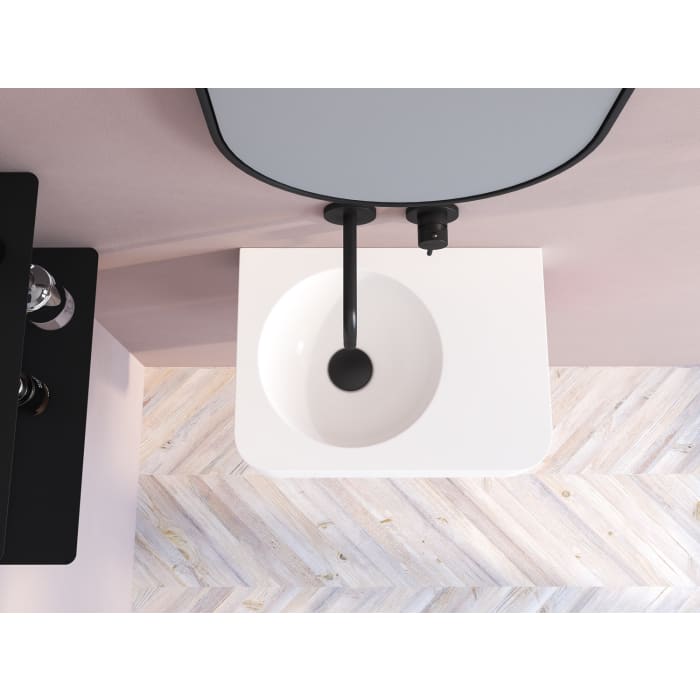 Kronenbach Stone Handwaschbecken 45 x 33 cm Becken links ohne Hahnlochbohrung, mit Handtuchhalterung