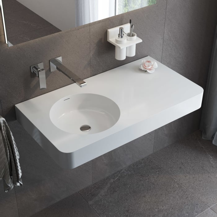 Kronenbach Stone Handwaschbecken 90 x 48 cm Becken links ohne Hahnlochbohrung