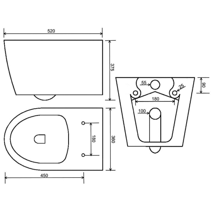 Kronenbach Tube Wand-WC spülrandlos Komplettset wrapover