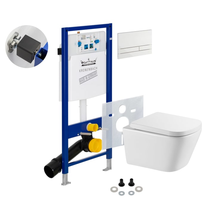 Kronenbach Cube Wand-WC kompakt spülrandlos Komplettset wrapover