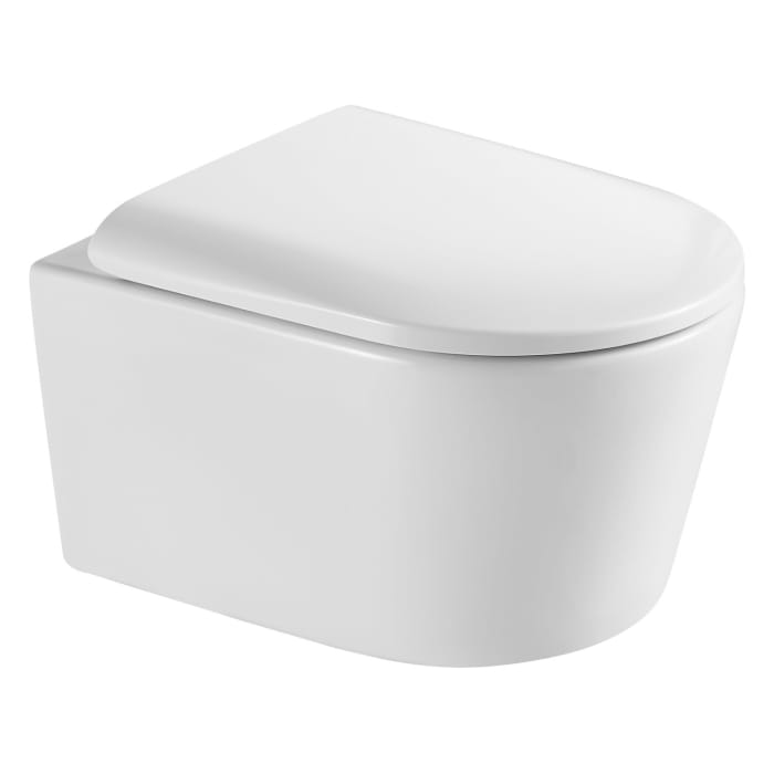Kronenbach Tube Wand-WC-Set kompakt spülrandlos mit Rotationsspülung und WC-Sitz wrapover