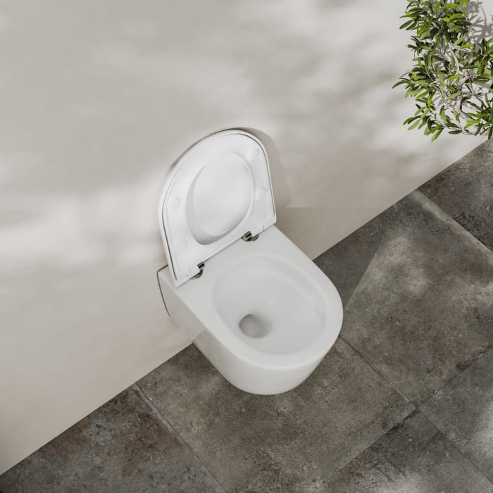 Kronenbach Tube Wand-WC-Set kompakt spülrandlos mit Rotationsspülung und WC-Sitz wrapover