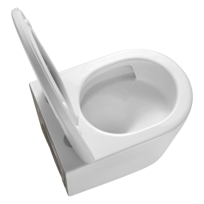Kronenbach Tube Wand-WC-Set kompakt spülrandlos mit Rotationsspülung und WC-Sitz wrapover