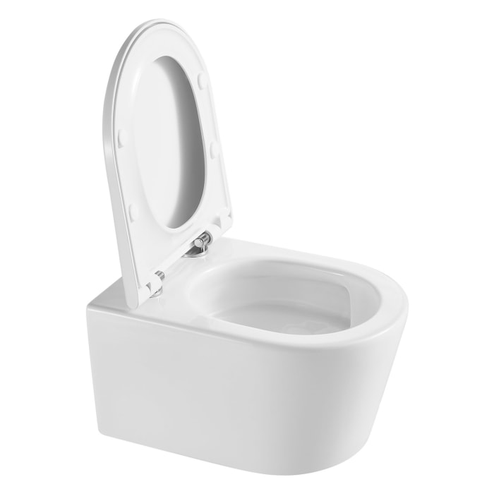 Kronenbach Tube Wand-WC-Set kompakt spülrandlos mit Rotationsspülung und WC-Sitz wrapover