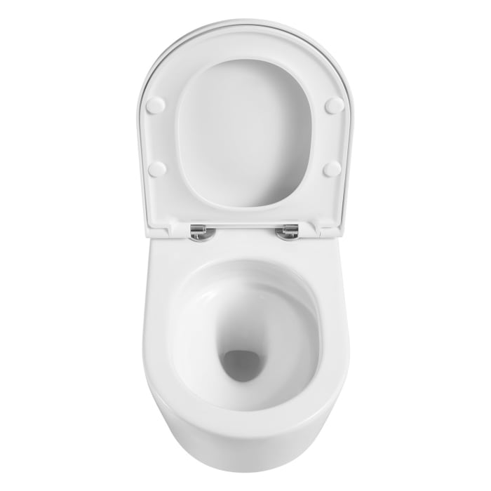 Kronenbach Tube Wand-WC-Set kompakt spülrandlos mit Rotationsspülung und WC-Sitz wrapover