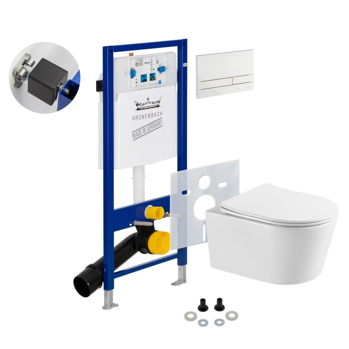 Kronenbach Tube Wand-WC kompakt spülrandlos Komplettset slim