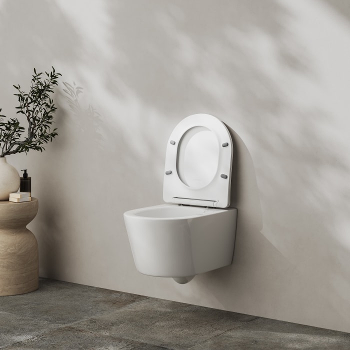 Kronenbach Tube Wand-WC-Set kompakt spülrandlos mit Rotationsspülung und WC-Sitz slim