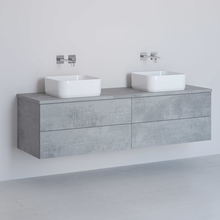 Kronenbach Cube Waschtischkonsole 161 cm mit 2 Aufsatzwaschtischen, 4 Auszüge