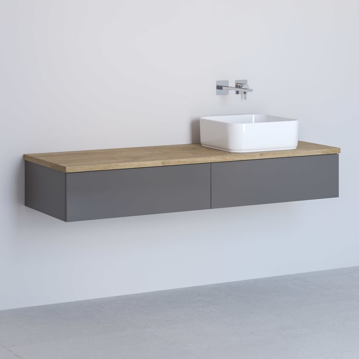 Kronenbach Cube Waschtischkonsole 141 cm mit Aufsatzwaschtisch, 2 Auszüge