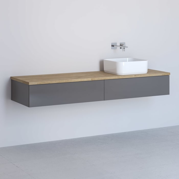 Kronenbach Cube Waschtischkonsole 161 cm mit Aufsatzwaschtisch, 2 Auszüge