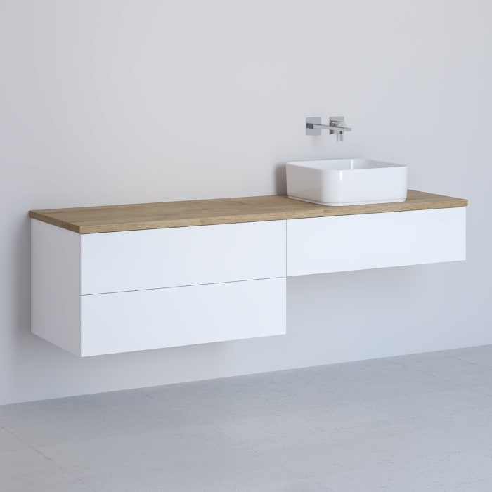 Kronenbach Cube Waschtischkonsole 161 cm mit Aufsatzwaschtisch, 3 Auszüge