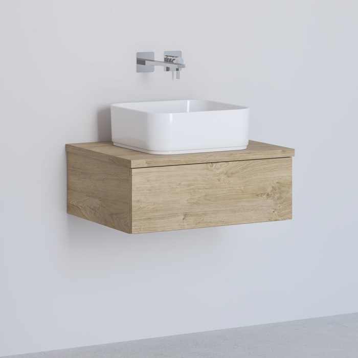 Kronenbach Cube Waschtischkonsole 61 cm mit Aufsatzwaschtisch, 1 Auszug