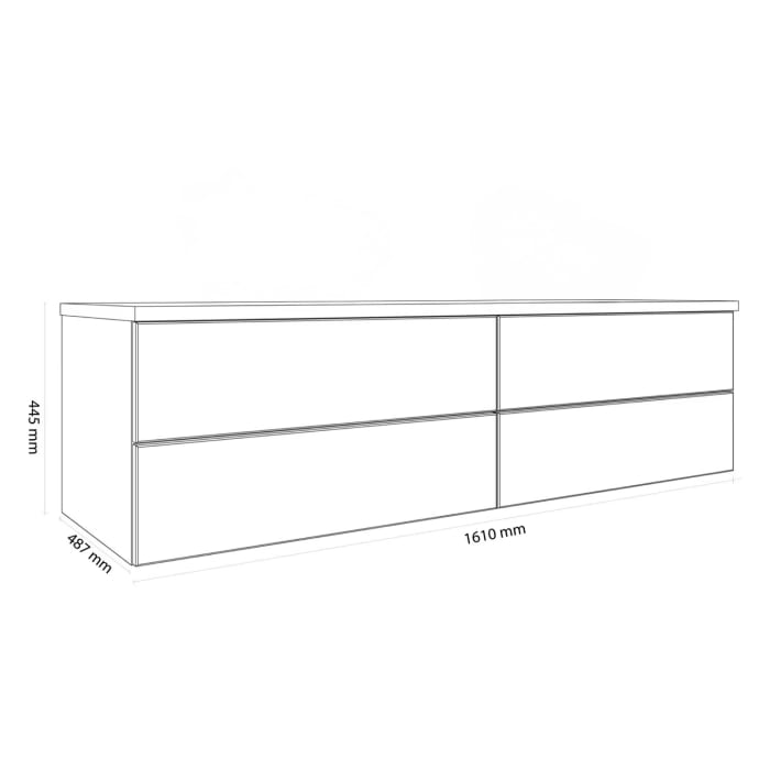 Kronenbach Cube Waschtischkonsole 161 cm mit 2 Aufsatzwaschtischen, 4 Auszüge