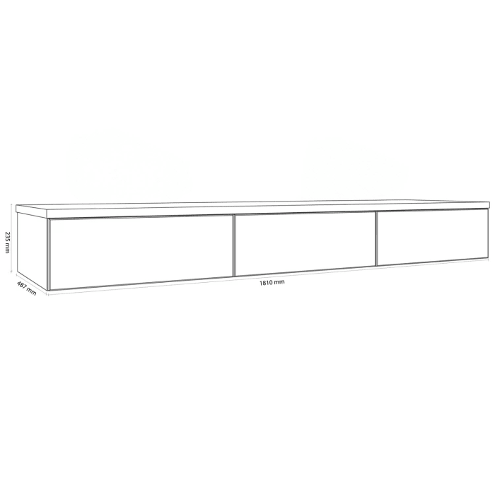 Kronenbach Cube Waschtischkonsole 181 cm mit 2 Aufsatzwaschtischen, 3 Auszüge