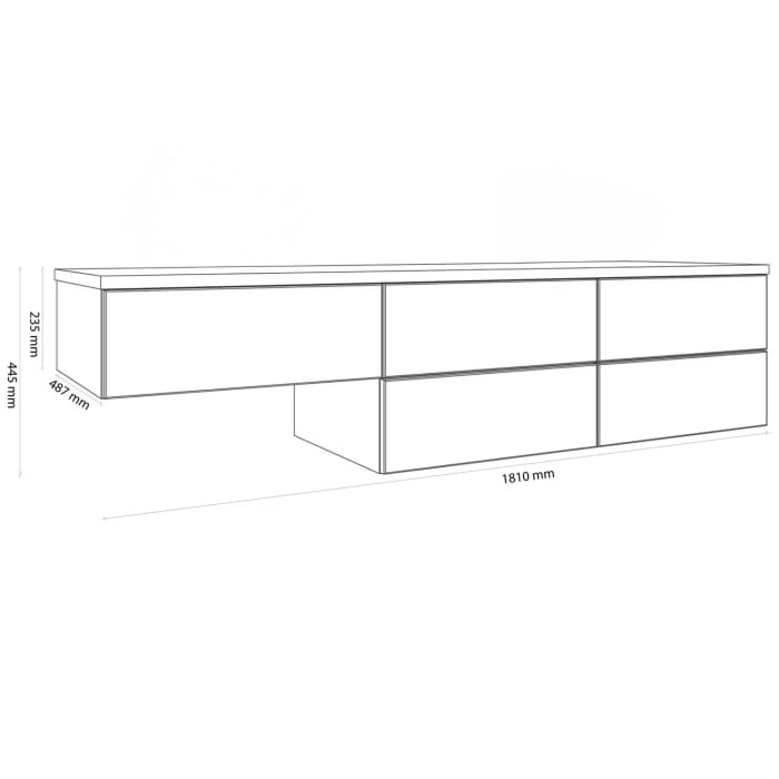 Kronenbach Cube Waschtischkonsole 181 cm mit 2 Aufsatzwaschtischen, 5 Auszüge