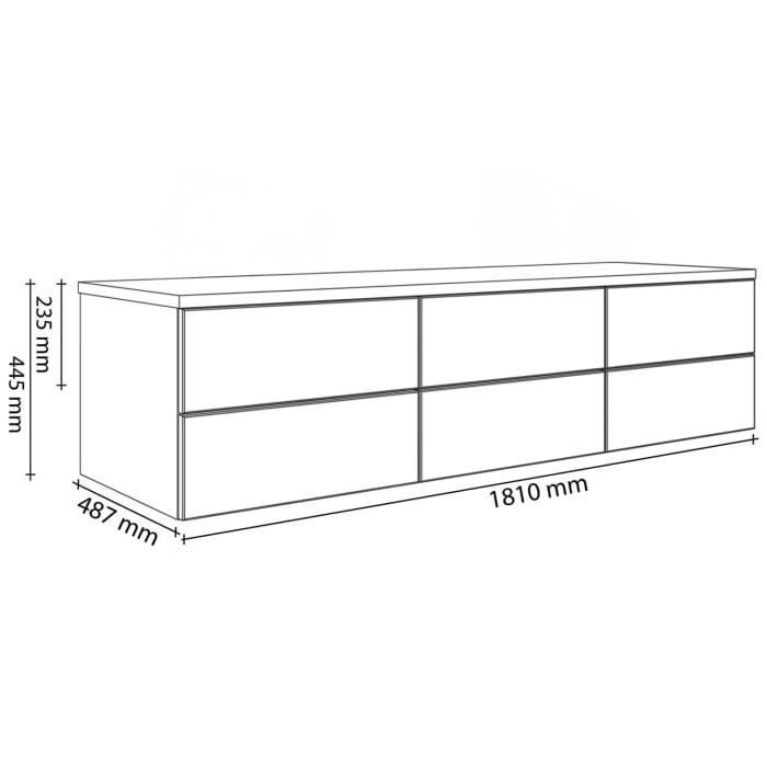 Kronenbach Cube Waschtischkonsole 181 cm mit 2 Aufsatzwaschtischen, 6 Auszüge