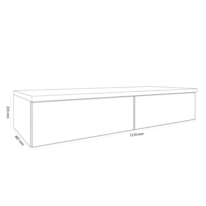 Kronenbach Cube Waschtischkonsole 121 cm mit Aufsatzwaschtisch, 2 Auszüge