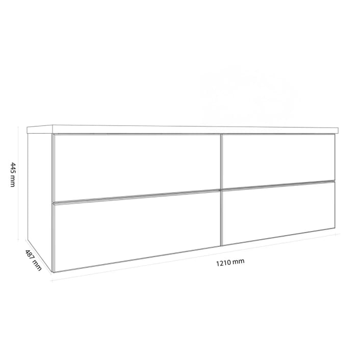 Kronenbach Cube Waschtischkonsole 121 cm mit Aufsatzwaschtisch, 4 Auszüge