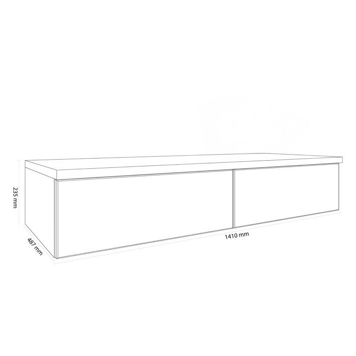 Kronenbach Cube Waschtischkonsole 141 cm mit Aufsatzwaschtisch, 2 Auszüge