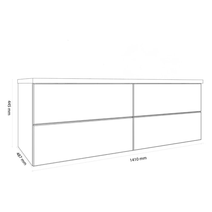 Kronenbach Cube Waschtischkonsole 141 cm mit Aufsatzwaschtisch, 4 Auszüge