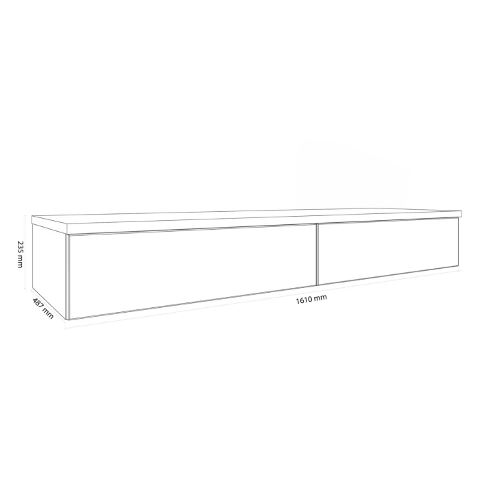 Kronenbach Cube Waschtischkonsole 161 cm mit Aufsatzwaschtisch, 2 Auszüge