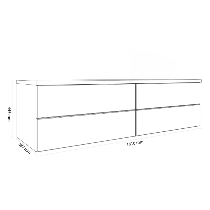 Kronenbach Cube Waschtischkonsole 161 cm mit Aufsatzwaschtisch, 4 Auszüge