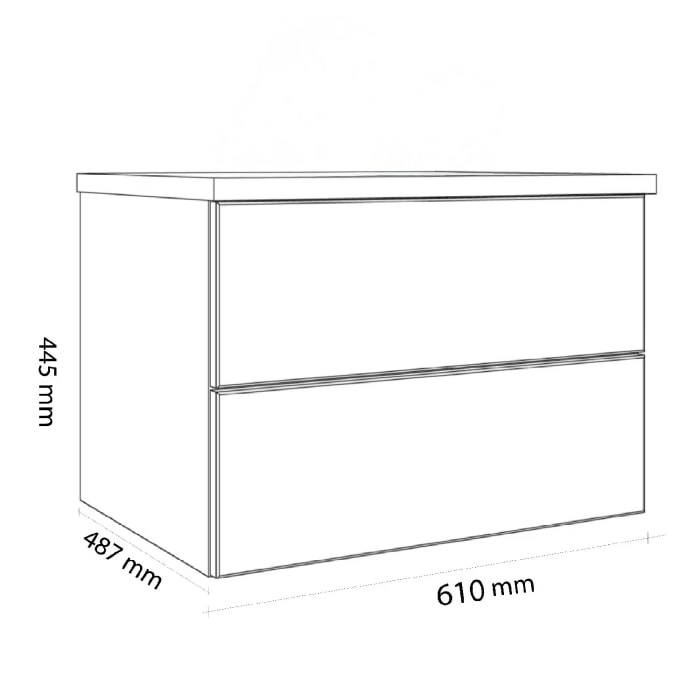 Kronenbach Cube Waschtischkonsole 61 cm mit Aufsatzwaschtisch, 2 Auszüge