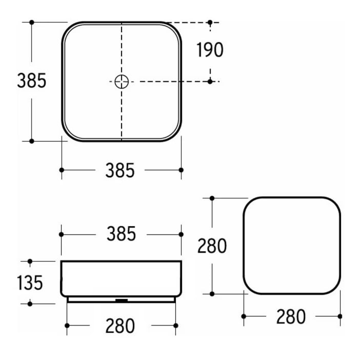 Kronenbach Cube Waschtischkonsole 141 cm mit Aufsatzwaschtisch, 3 Auszüge