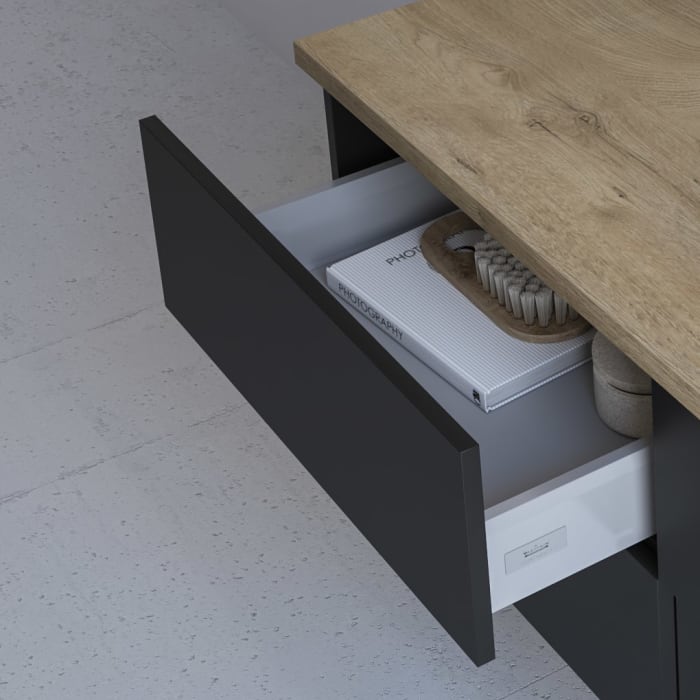 Kronenbach Cube Waschtischkonsole 121 cm mit Aufsatzwaschtisch, 4 Auszüge