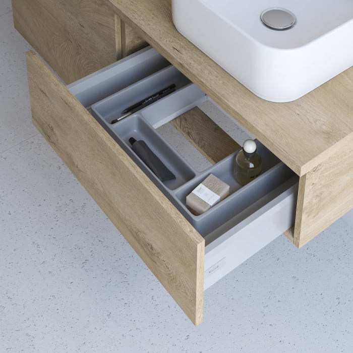 Kronenbach Cube Waschtischkonsole 161 cm mit Aufsatzwaschtisch, 3 Auszüge