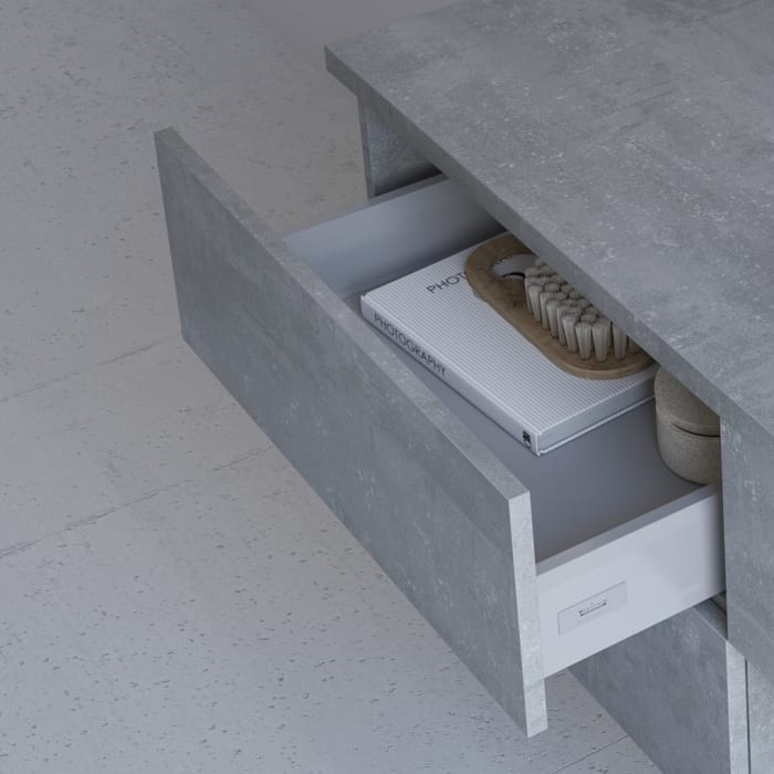 Kronenbach Cube Waschtischkonsole 161 cm mit Aufsatzwaschtisch, 3 Auszüge