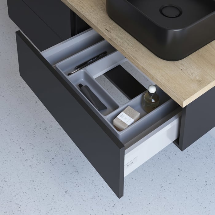 Kronenbach Cube Waschtischkonsole 81 cm mit Aufsatzwaschtisch, 1 Auszug