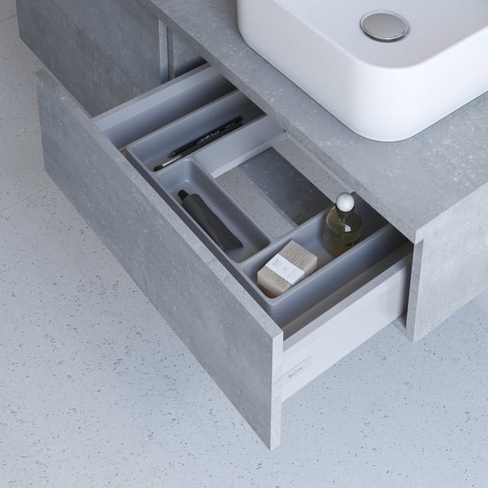 Kronenbach Cube Waschtischkonsole 61 cm mit Aufsatzwaschtisch, 2 Auszüge