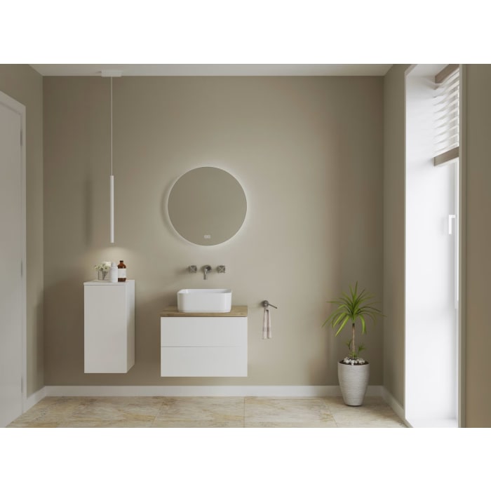 Kronenbach Cube Waschtischkonsole 61 cm mit Aufsatzwaschtisch, 2 Auszüge