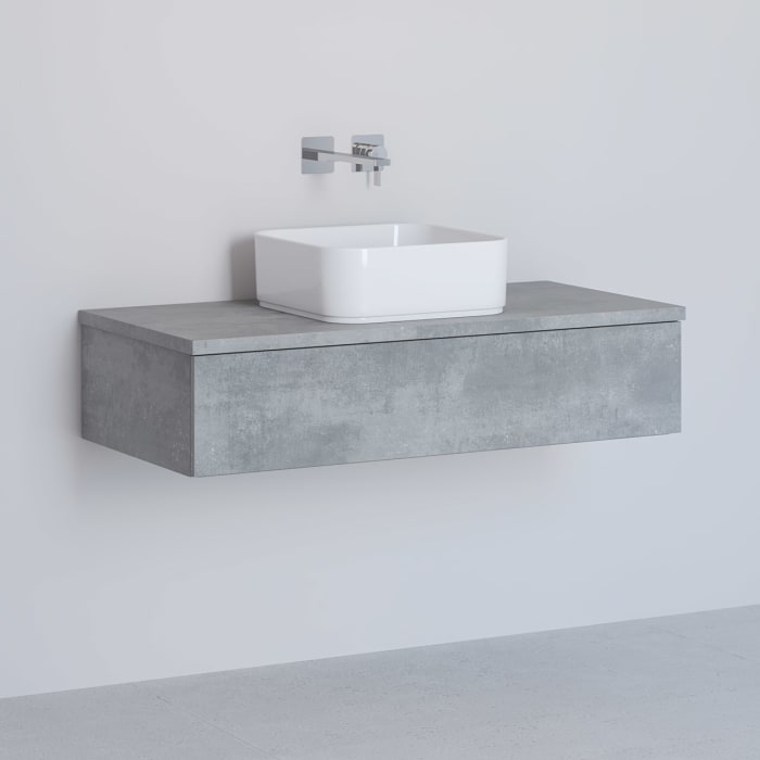 Kronenbach Cube Waschtischkonsole 101 cm mit 1 Auszug und TIP-ON