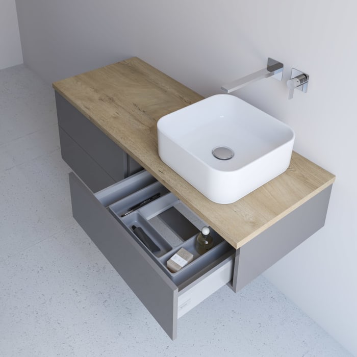 Kronenbach Cube Waschtischkonsole 121 cm mit 2 Auszügen und TIP-ON