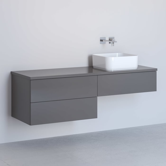 Kronenbach Cube Waschtischkonsole 141 cm mit 3 Auszügen und TIP-ON