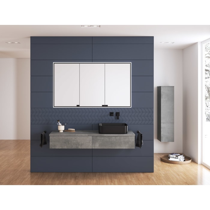 Kronenbach Cube Waschtischkonsole 141 cm mit 2 Auszügen und TIP-ON