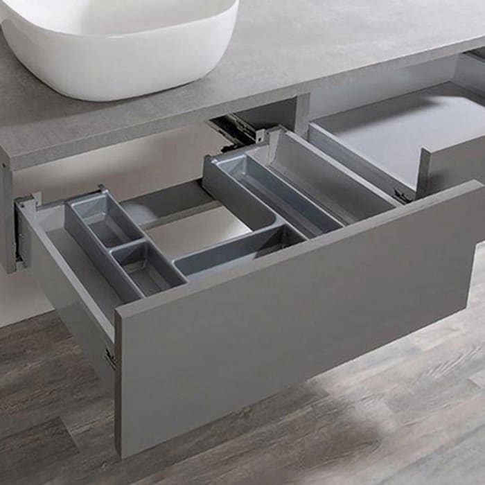 Kronenbach Cube Waschtischkonsole 161 cm für 2 Waschtische mit 2 Auszügen und TIP-ON