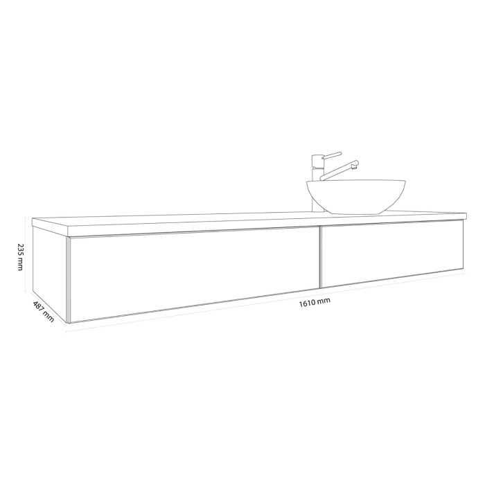 Kronenbach Cube Waschtischkonsole 161 cm mit 2 Auszügen und TIP-ON