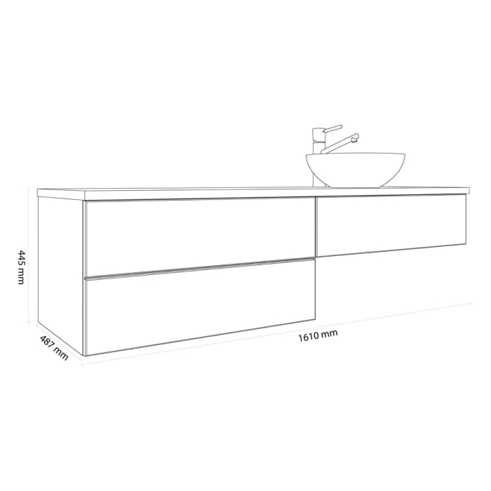 Kronenbach Cube Waschtischkonsole 161 cm mit 3 Auszügen und TIP-ON
