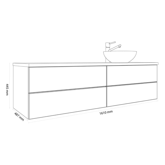 Kronenbach Cube Waschtischkonsole 161 cm mit 4 Auszügen und TIP-ON