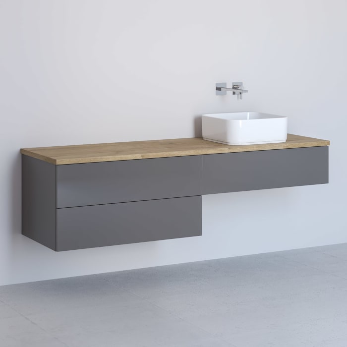 Kronenbach Cube Waschtischkonsole 161 cm mit 3 Auszügen und TIP-ON