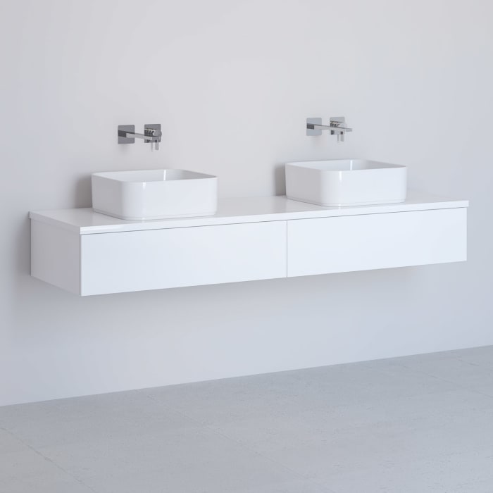 Kronenbach Cube Waschtischkonsole 161 cm für 2 Waschtische mit 2 Auszügen und TIP-ON