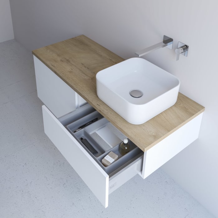 Kronenbach Cube Waschtischkonsole 161 cm mit 3 Auszügen und TIP-ON